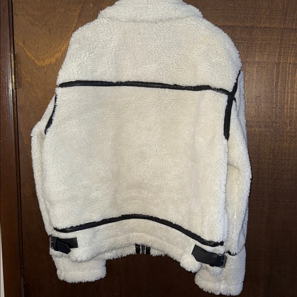 Mens XL 46R black and white Sherpa bomber jacket - Picture 3 of 3